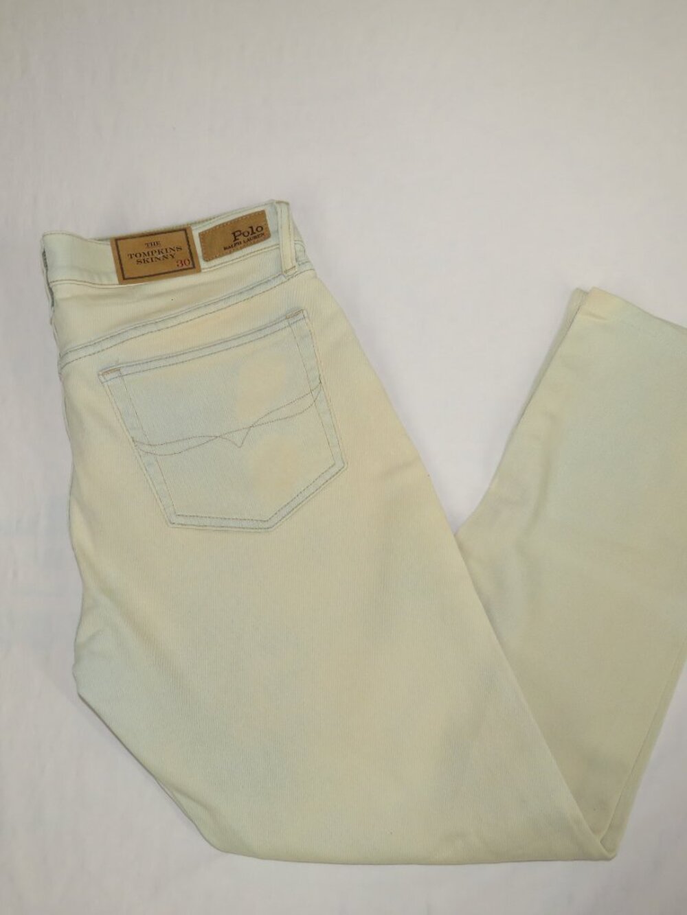 NWT Polo Ralph Lauren Tompkins Skinny Jeans 30R Cream Designer Denim